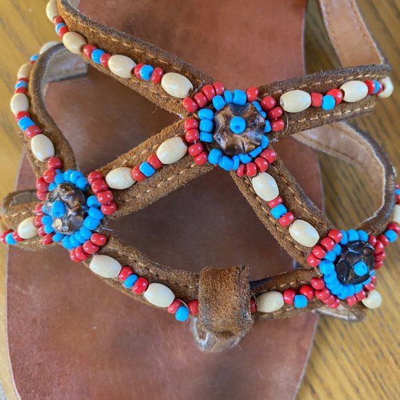 Vintage Hippie-Girl Thong Sandals Sz 8 - Picture 1 of 8